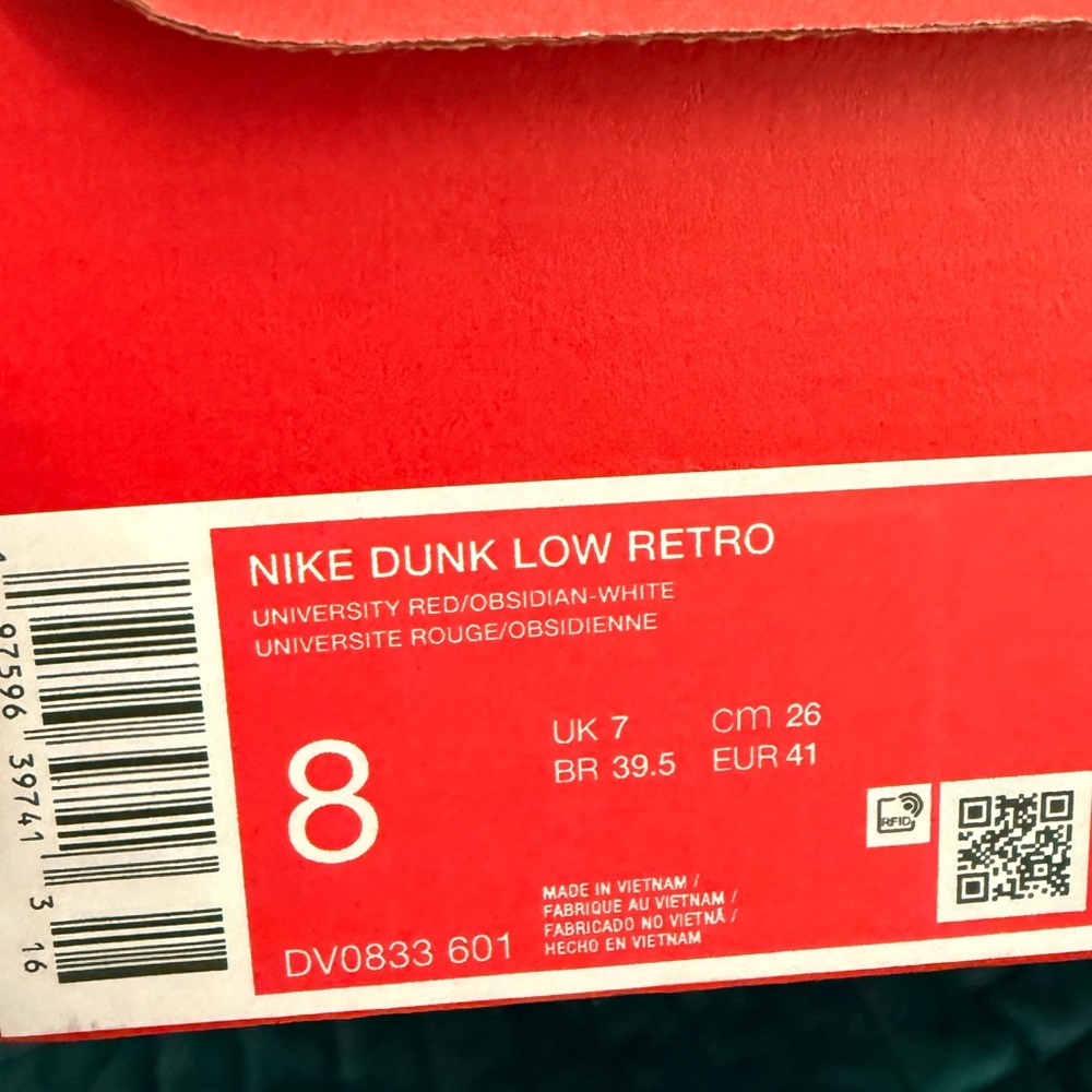 Nike Dunk Low Retro Red and Obsidian - Picture 5 of 5